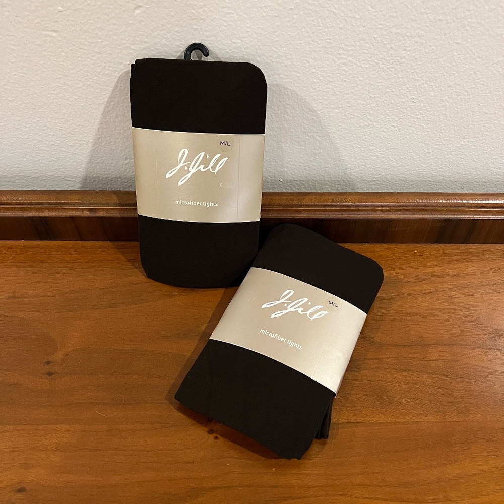 Set of 2 NWT J. Jill Solid Microfiber Tights in Espresso [Dark Chocolate Brown]